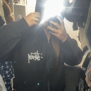 Stussy Black Hoodie with White Graphic